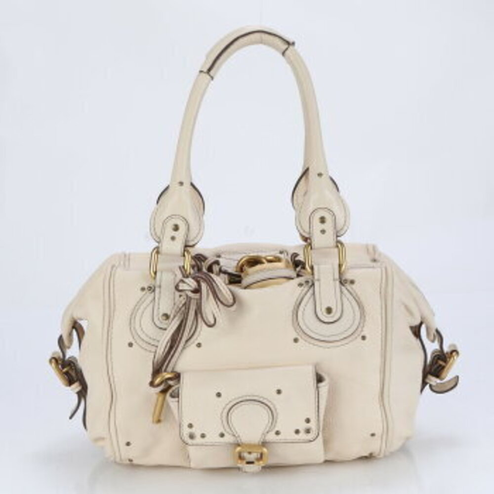 Chloe Paddington padlock keyed Shoulder Bag Tote handbag beige